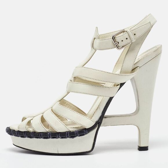 Yves Saint Laurent White Leather Strappy Platform Ankle Strap Sandals Size 37,New Products : American Fashion Style Bags On Sale